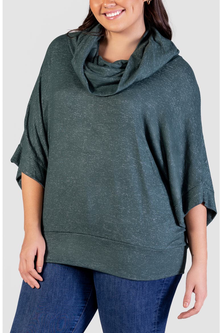 Cowl Neck Elbow Sleeve Sweater, Alternate, color, HUNTER