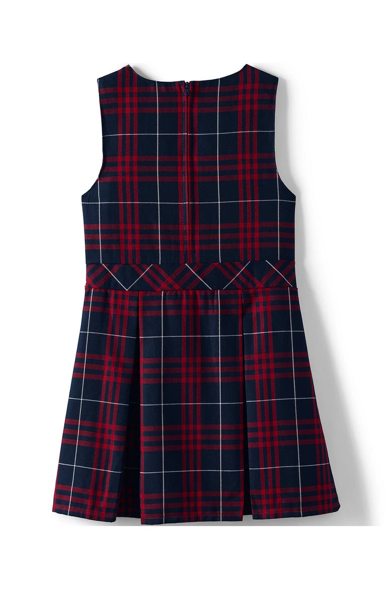 Girls Plus Top of Knee Plaid Jumper, Alternate, color, Classic Navy Large Plaid