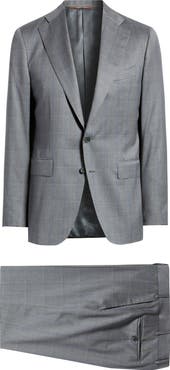 Canali Capri Trim Fit Shadow Plaid Wool Suit