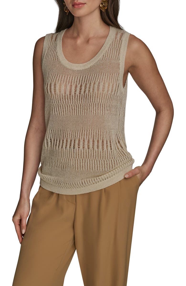 Donna Karan New York Open Stitch Sweater Tank, Main, color, 