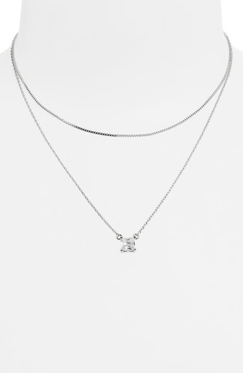 Nordstrom Rack Cz Pendant Layered Chain Necklace