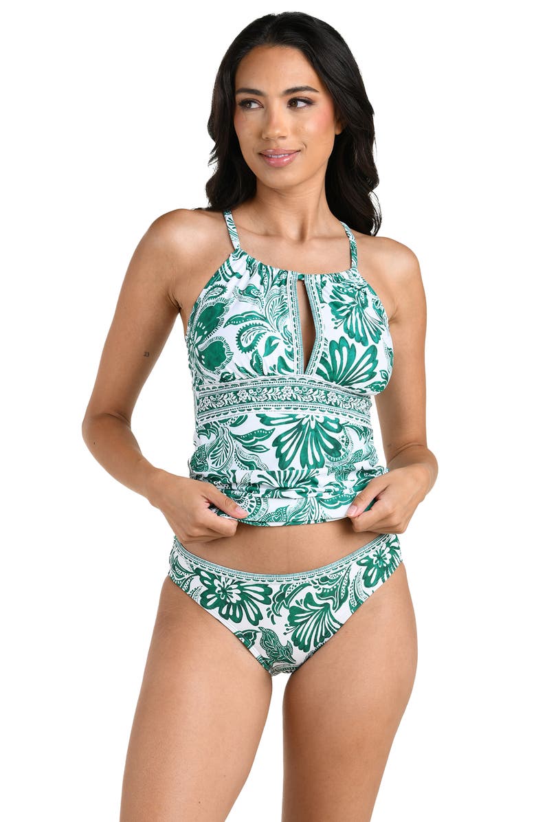 La Blanca Botanical Brocade Keyhole Tankini Top, Alternate, color, Jungle
