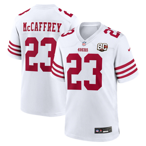 Men's Nike Christian McCaffrey White San Francisco 49ers 80th Anniversary Game Jersey
