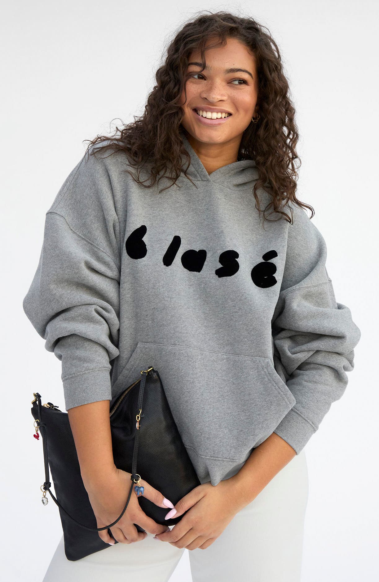 Clare V. Foldover Petit Caviar Leather Clutch, Alternate, color, Black