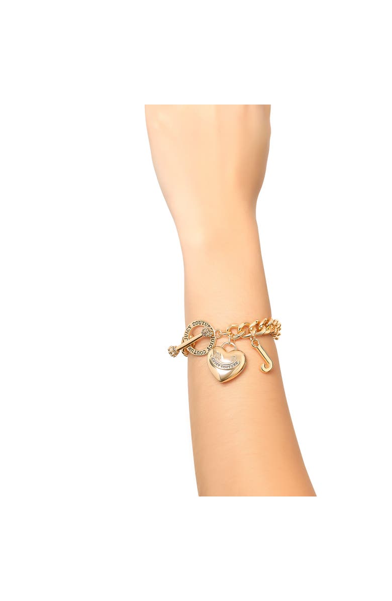 Juicy Couture Toggle Bracelet with Crystal Heart Charm, Alternate, color, Gold