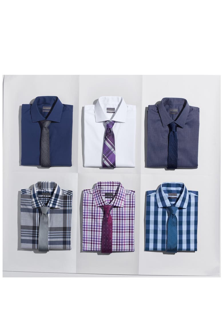 Trim Fit Dress Shirt, Alternate, color, NAVY PEACOAT