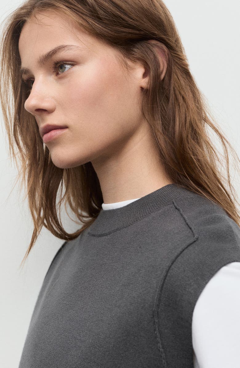 MANGO Seam Detail Sweater Vest, Alternate, color, Charcoal