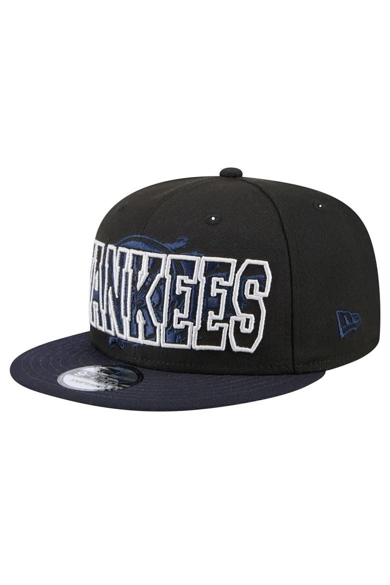 Men's New Era Black New York Yankees Splatter 9FIFTY Snapback Hat, Main, color, Black