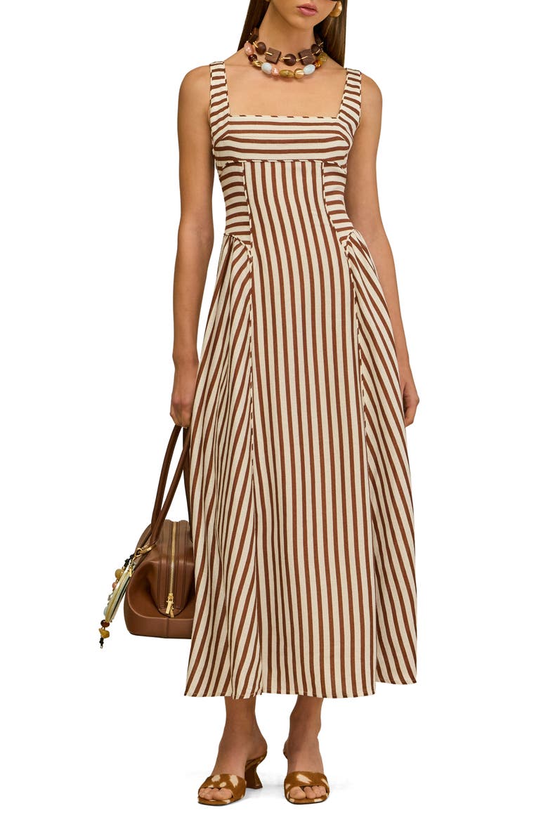 Carla Linen, Wool & Silk Blend Sundress, Main, color, SMALL SADDLE STRIPE