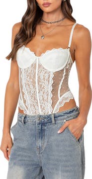 EDIKTED Cabaret Lace Bodysuit