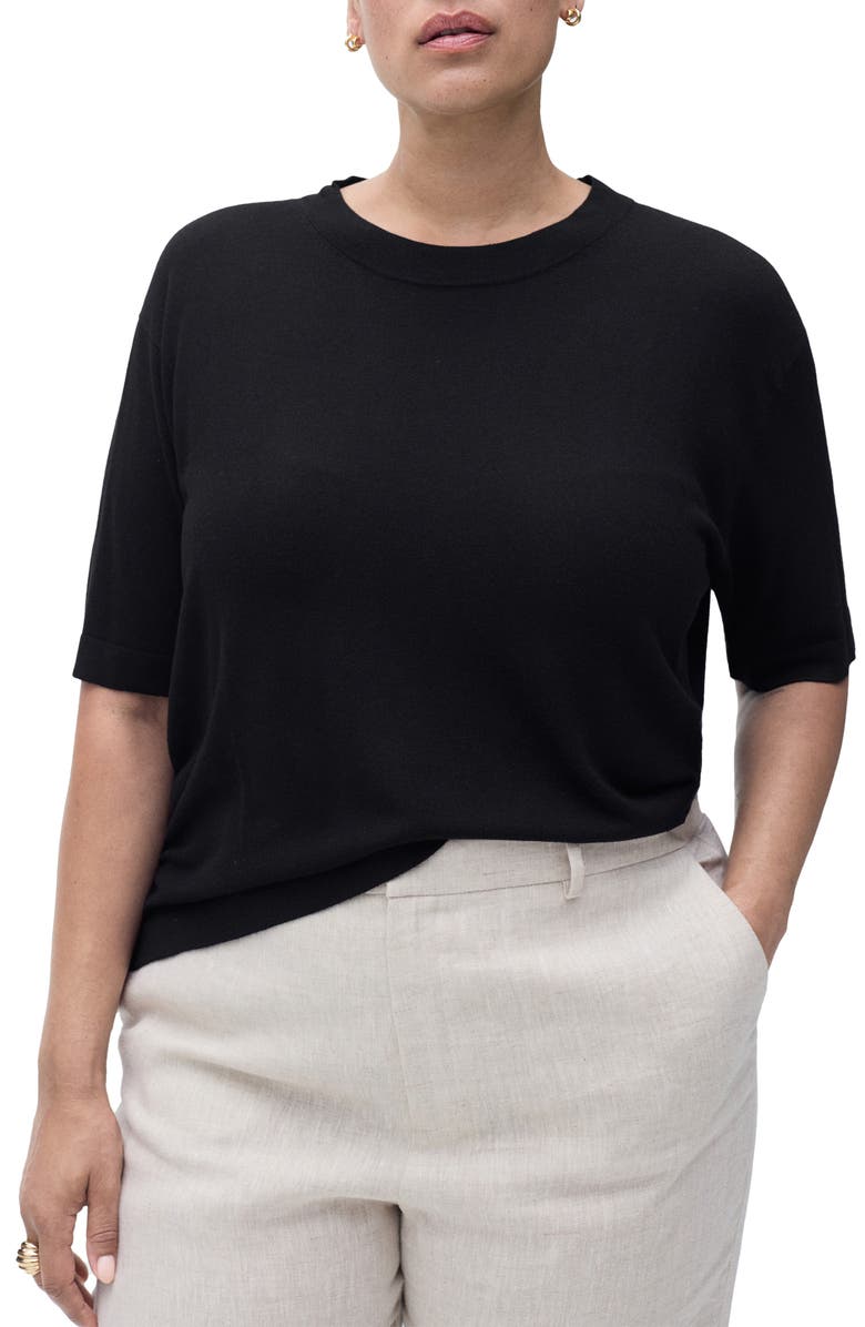 MANGO Elbow Sleeve Sweater, Alternate, color, Black