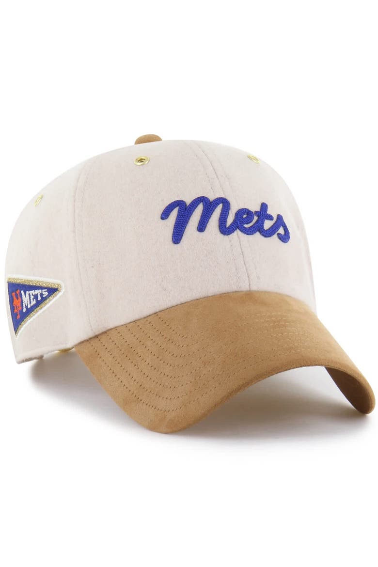 Men's '47 x Stoney Clover Lane  Natural/Tan New York Mets Script Charm Clean Up Adjustable Hat, Main, color, Natural