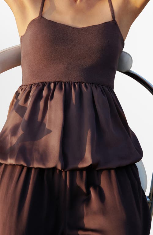 Mango Crossback Peplum Top In Brown