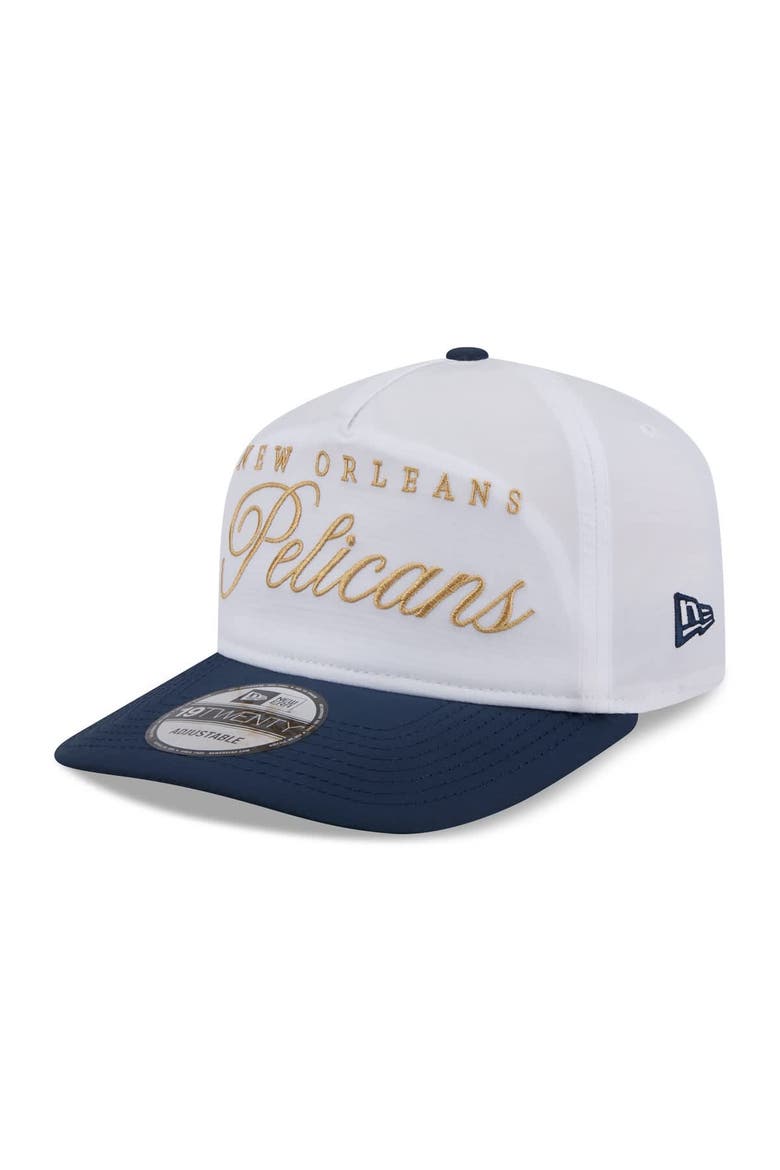 Men's New Era White/Navy New Orleans Pelicans 2025 NBA Draft On-Stage Nylon 19TWENTY Adjustable Hat, Alternate, color, White