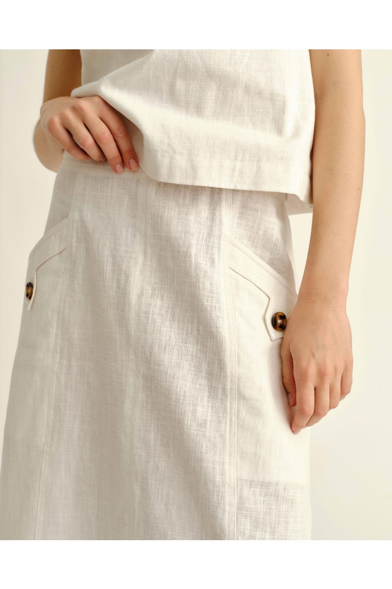 Alice Linen Skirt, Alternate, color, Bright White