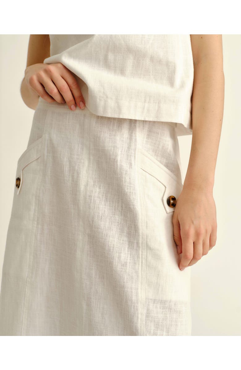 Cartolina Alice Linen Skirt, Alternate, color, Bright White
