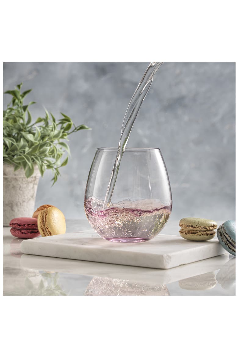 Hue Set of 6 Colored Stemless Wine Glasses, Alternate, color, MULTI