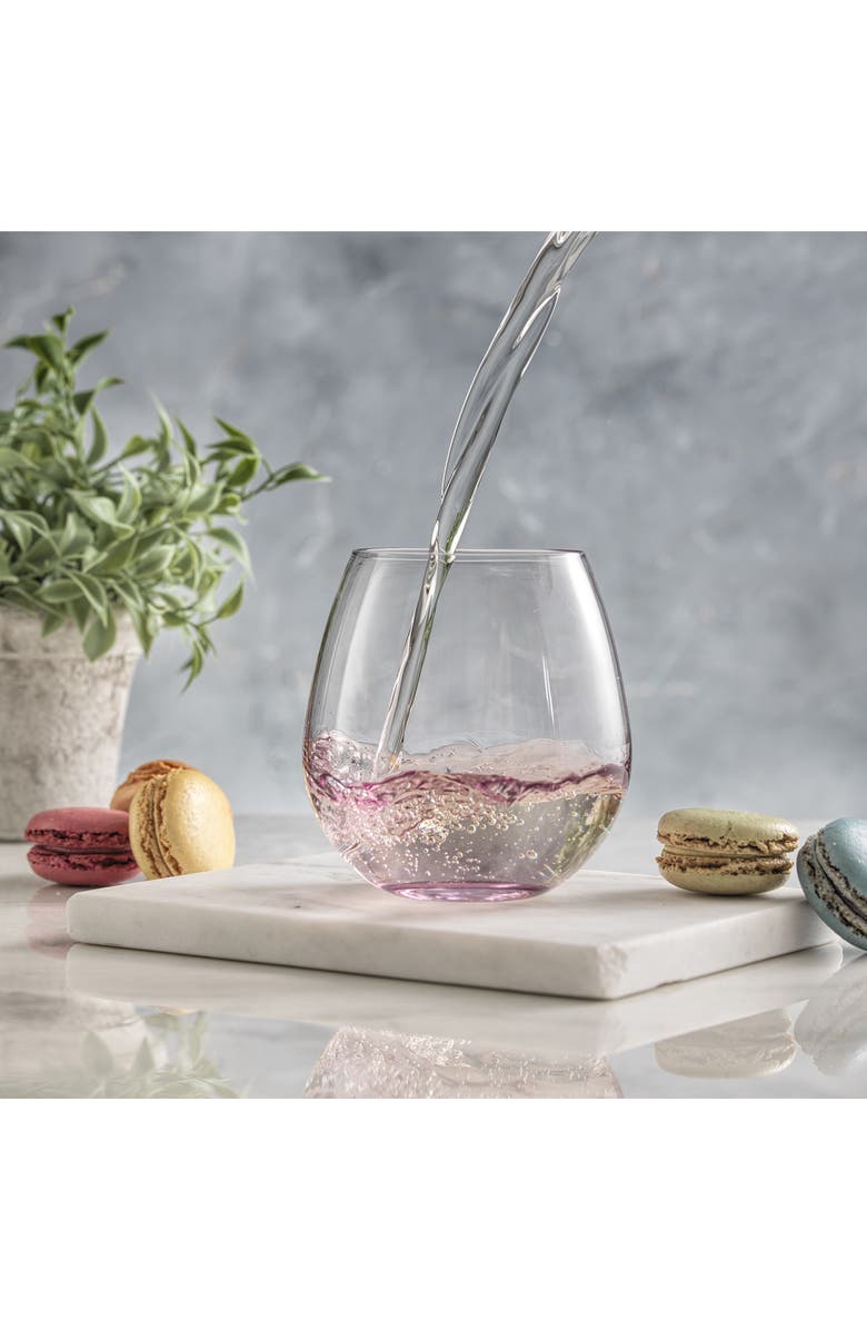 JoyJolt Hue Set of 6 Colored Stemless Wine Glasses, Alternate, color, Multi