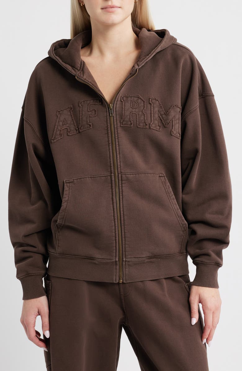 AFRM Cameron Cotton Zip Hoodie, Alternate, color, Espresso