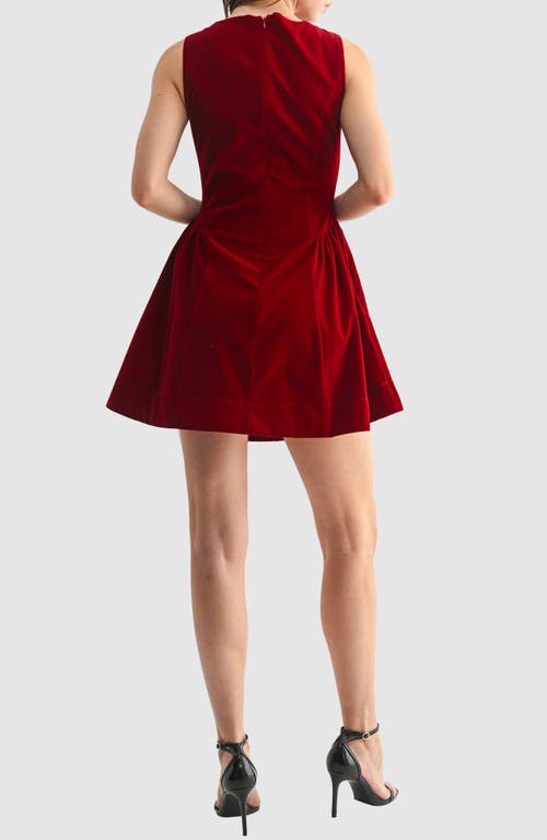Lush Sleeveless Velvet A-line Minidress In Red