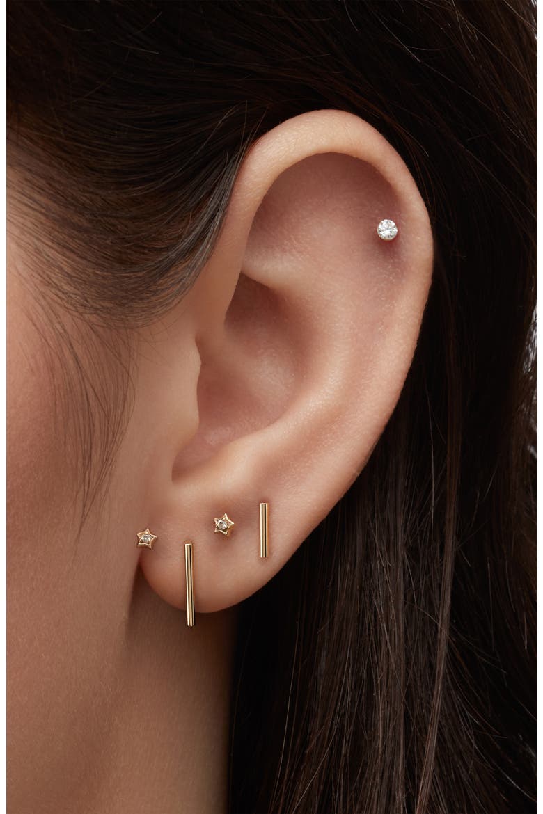 Diamond Solitaire Single Stud Earring, Alternate, color, WHITE GOLD
