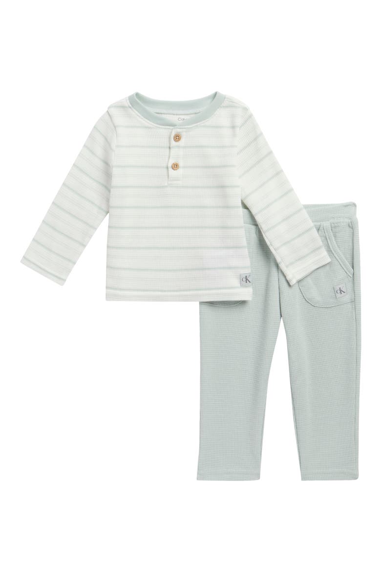 Long Sleeve Henley & Knit Pants Set, Main, color, GREEN MULTI