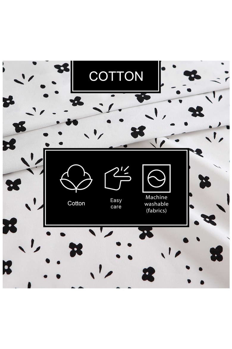 Kukkaketo 200 Thread Count Cotton Percale Queen Sheet Set, Alternate, color, BLACK