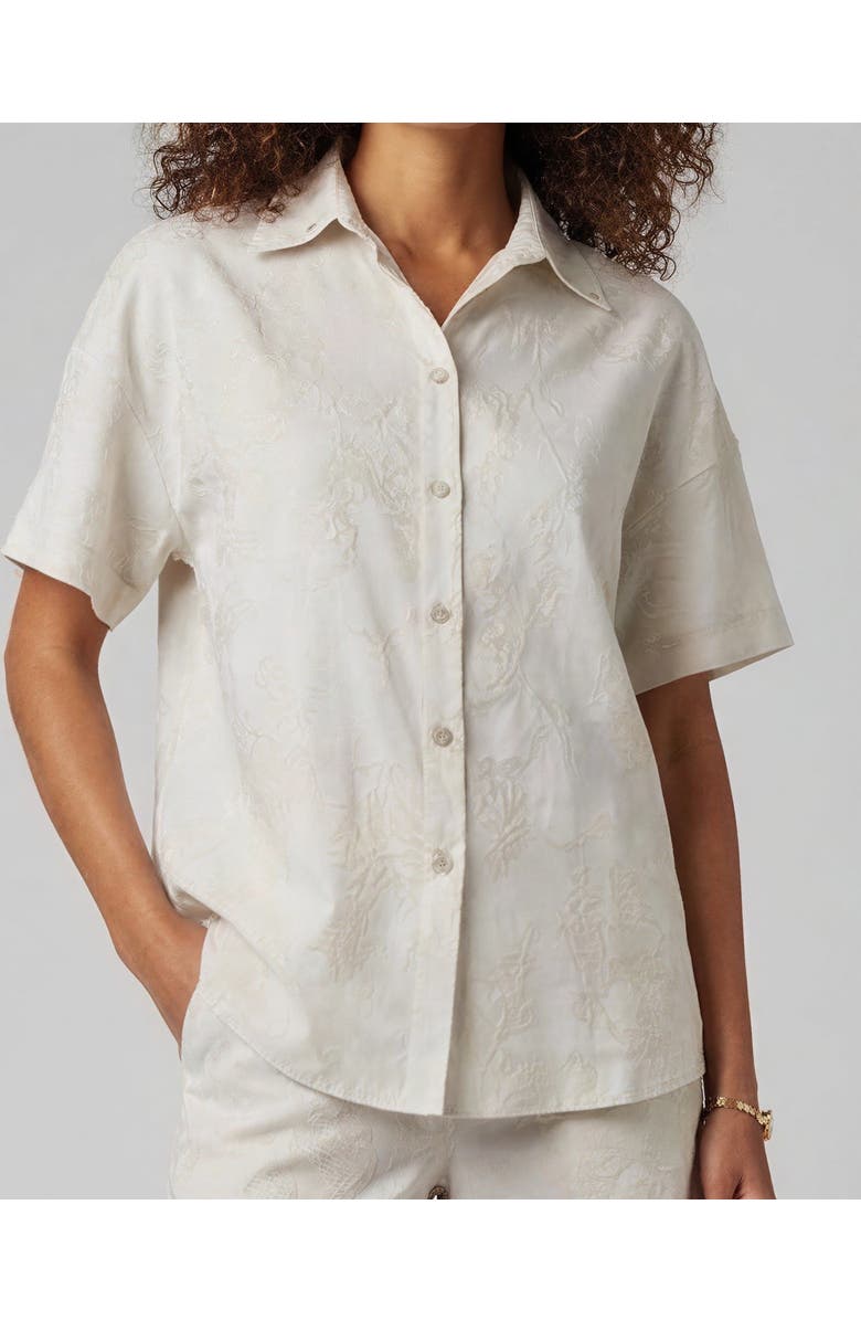 Lords of Harlech Paisley Explosion Womens Linen Printed Shirt, Alternate, color, Paisley Explosion Ivory
