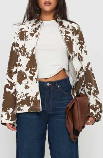 Another Life Zip Through Cow Print Jacket