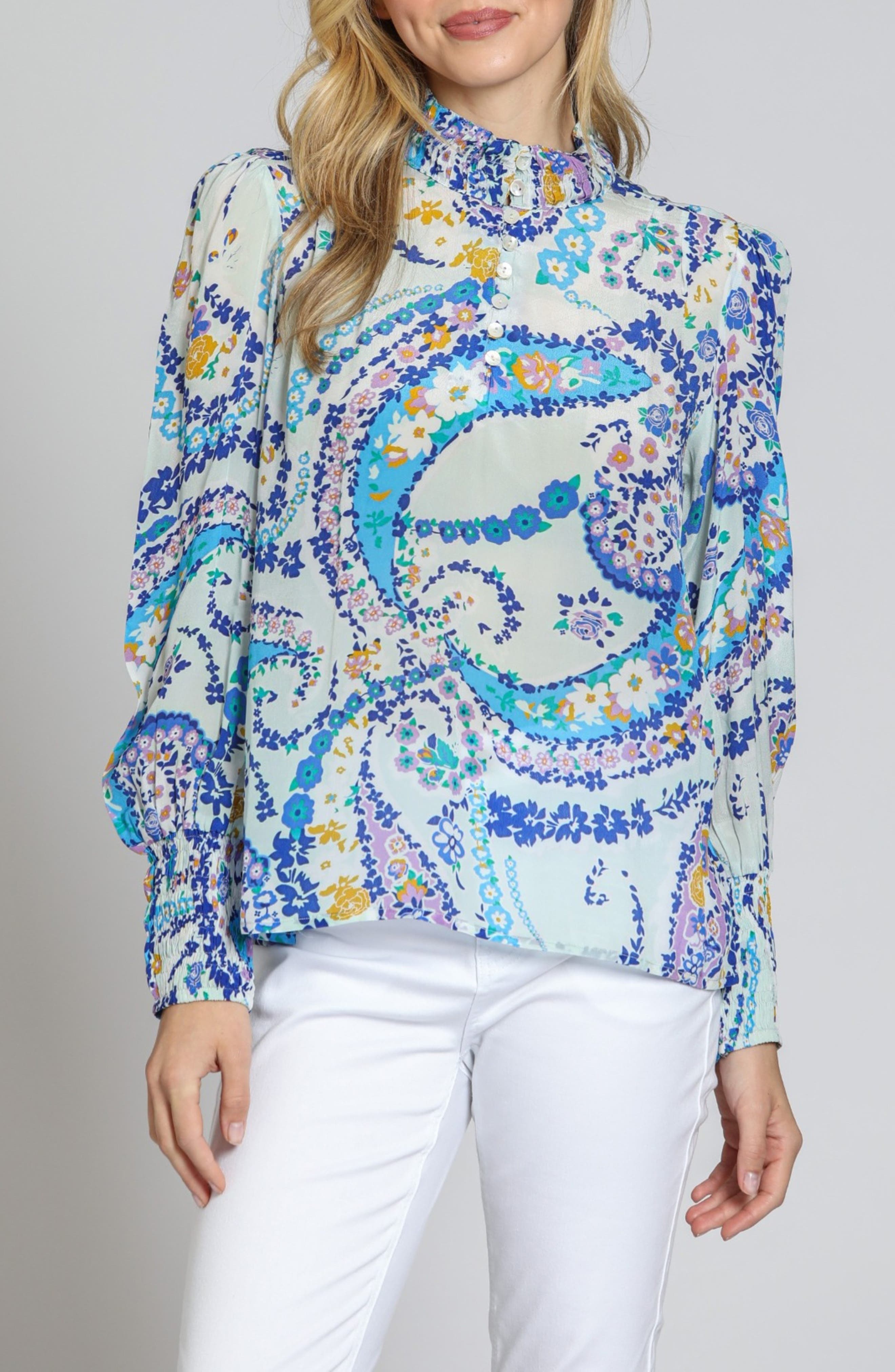 APNY Print Smocked Top