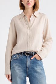 Menina Step Relaxed Fit Long Sleeve Linen Blend Shirt