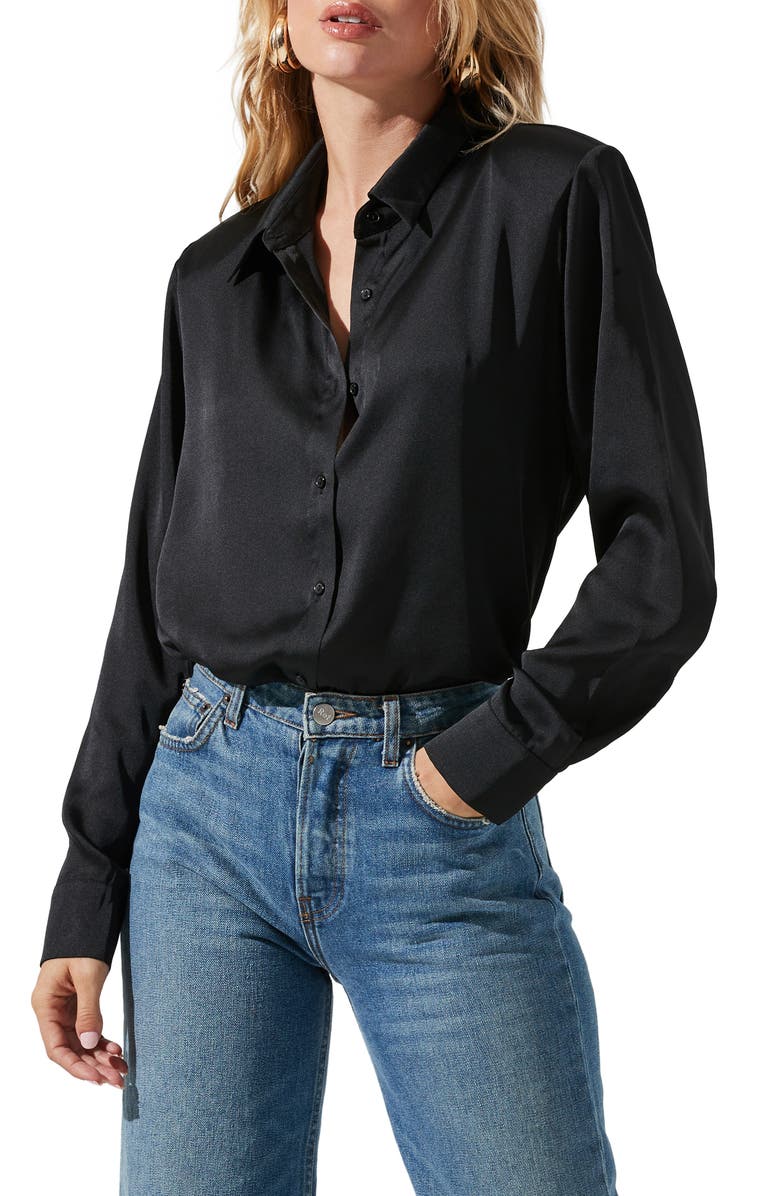 ASTR the Label Satin Button-Up Shirt, Main, color,