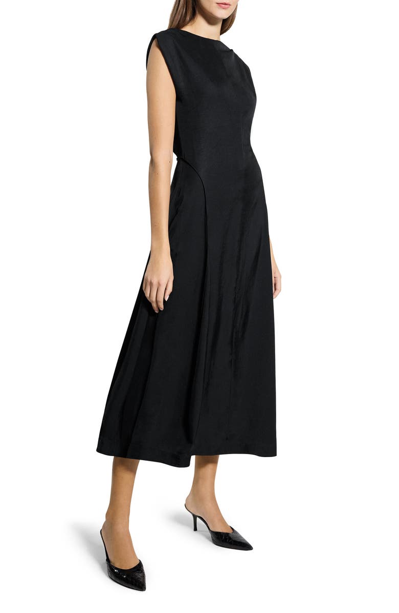 Theory Boat Neck Midi Dress, Alternate, color, Black