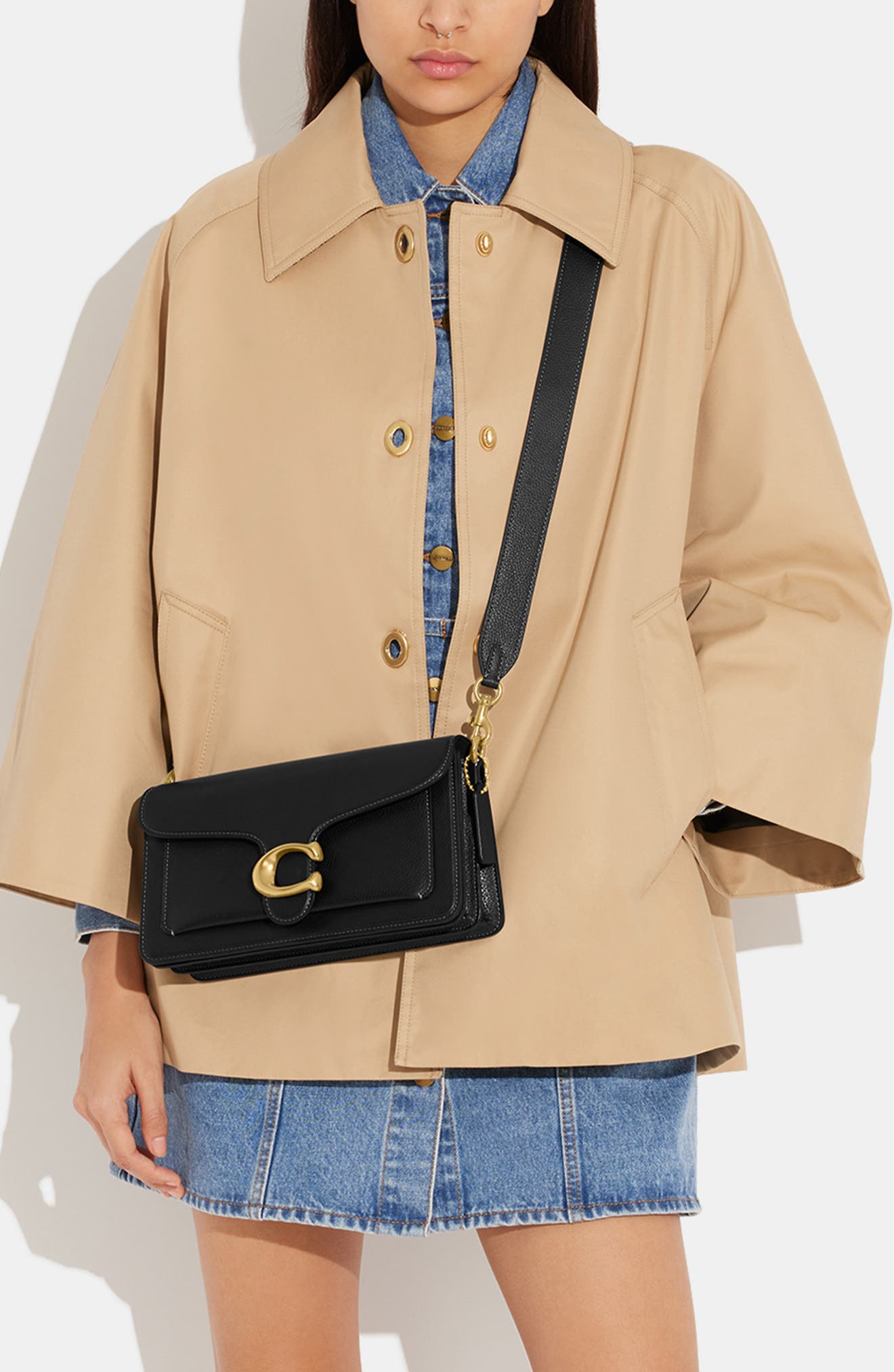 COACH Tabby 26 Leather Shoulder Bag, Alternate, color, B4/ Black