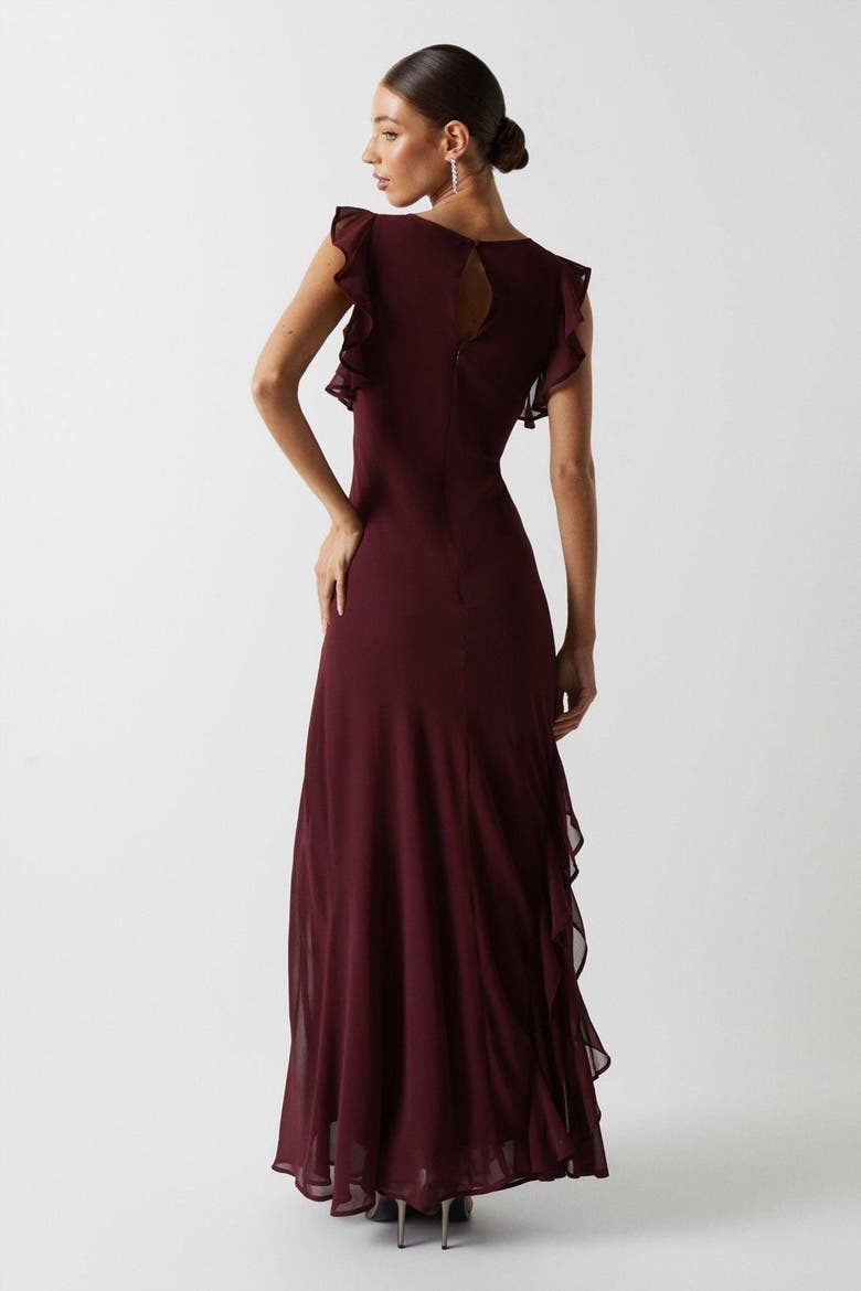 Honoured Ruffle Georgette Maxi Dress, Alternate, color, Malbec
