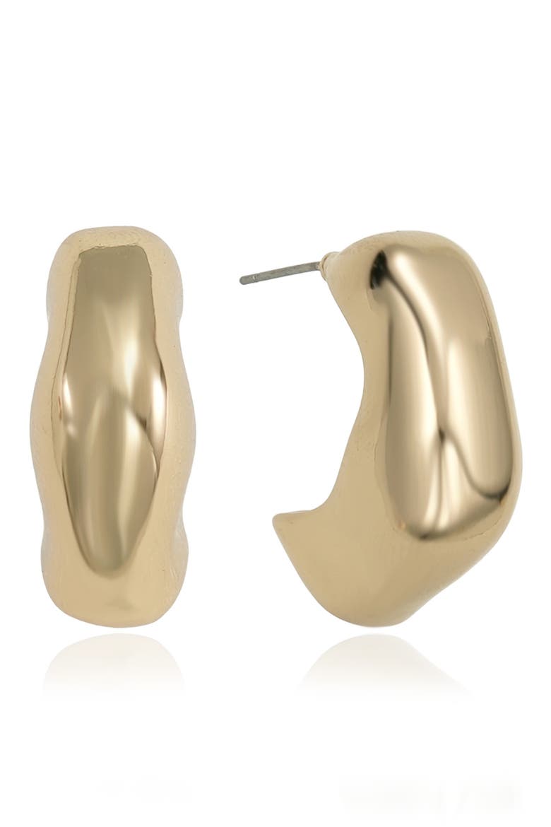 Wavy Hoop Earrings, Main, color, GOLD