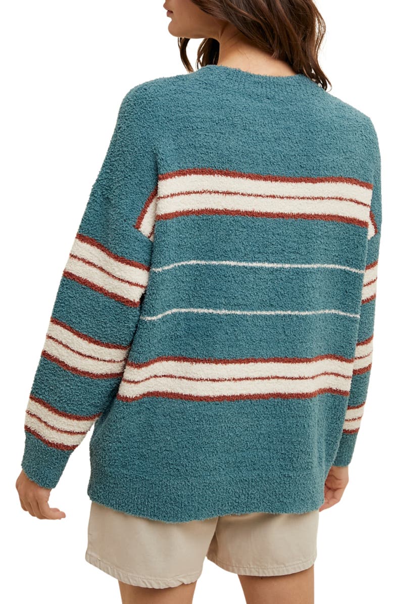 WISHLIST Stripe Brushed Knit Sweater, Alternate, color, Teal/ Rust
