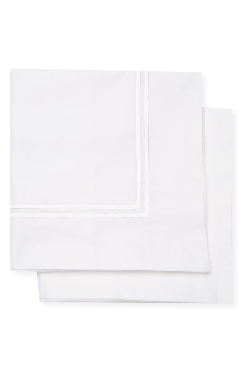 MELANGE HOME White Double Stripe Embroidered 600 Thread Count 100% Cotton 26" Square Pillow Sham, Alternate, color, White