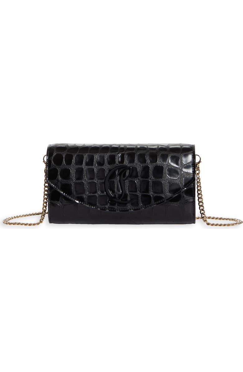 Christian Louboutin Loubi54 Croc Embossed Leather Wallet on a Chain, Main, color,