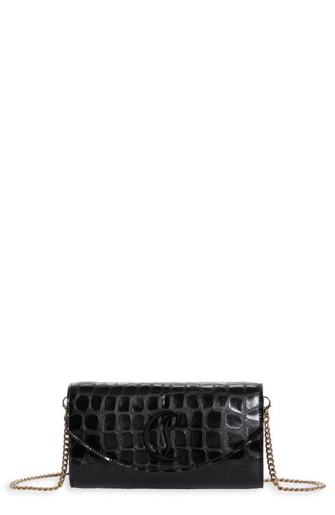 Loubi54 Croc Embossed Leather Wallet on a Chain