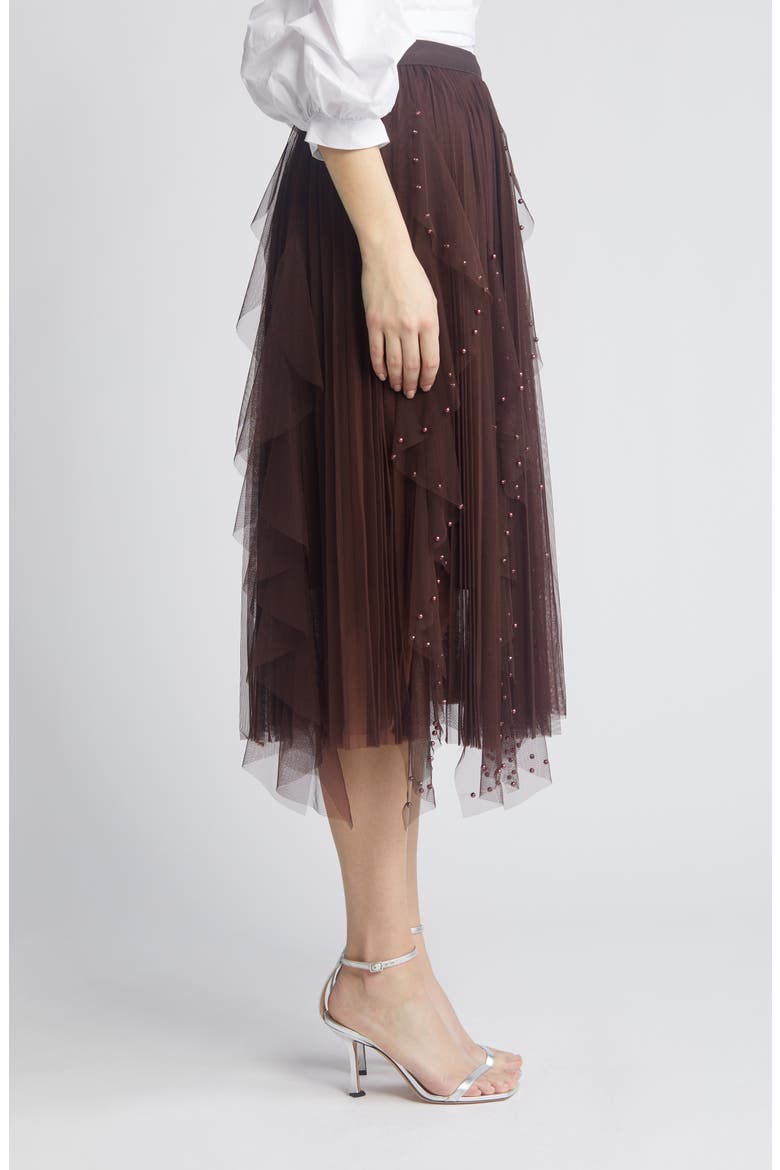 Wendy Beaded Tulle Skirt, Alternate, color, BROWN
