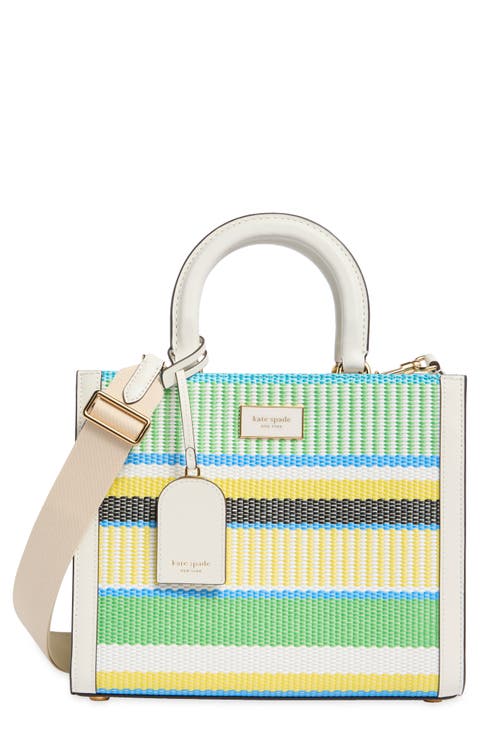 manhattan striped woven straw tote