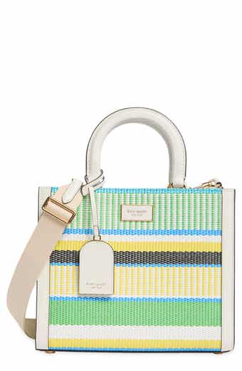 manhattan striped woven straw tote