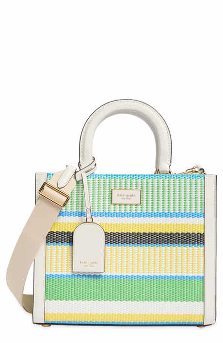 manhattan striped woven straw tote