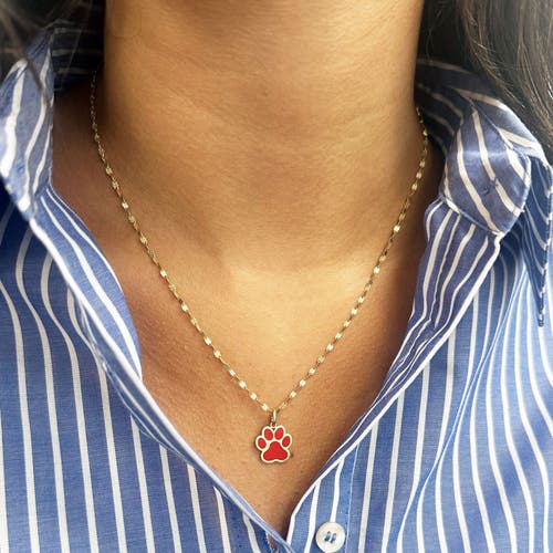 The Lovery Fine Jewelry Coral Paw Charm In Orange