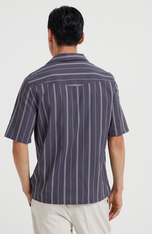 Brunello Cucinelli Gestreiftes Hemd In Blue