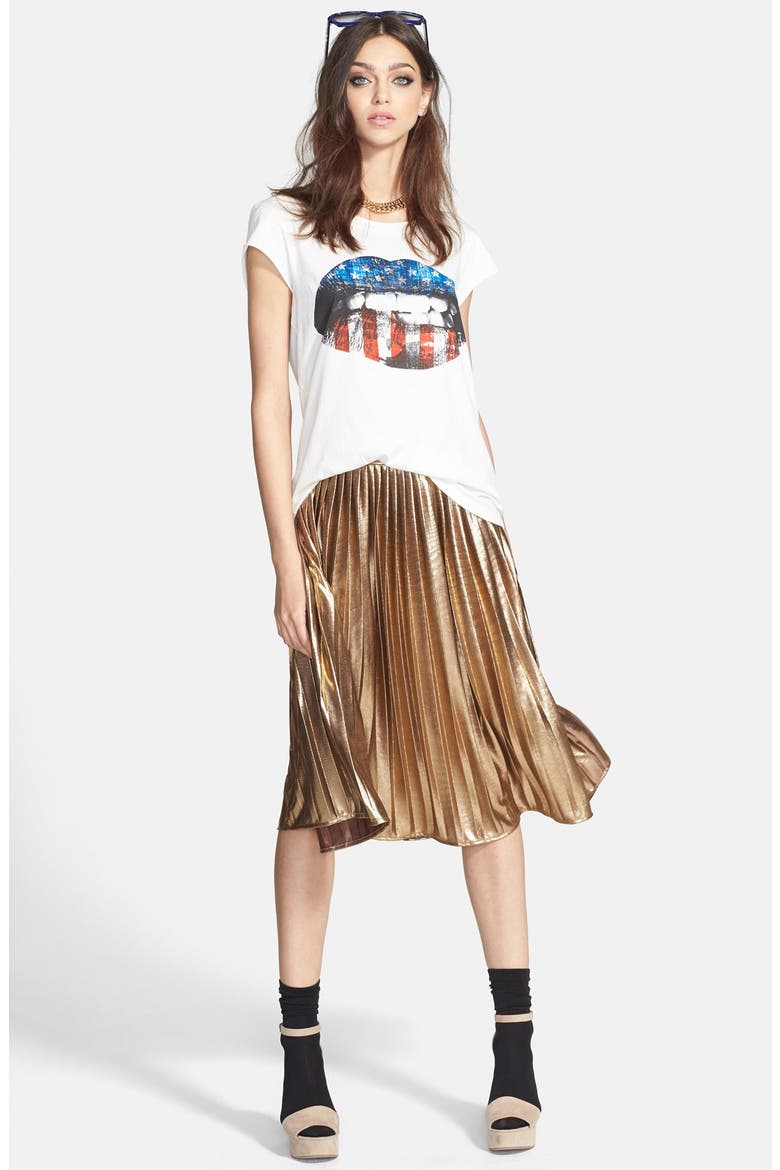 Metallic Pleat Skirt, Main, color, METALLIC GOLD