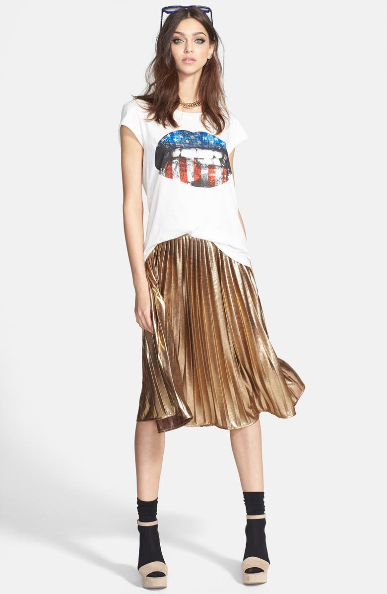 Rules of Etiquette Metallic Pleat Skirt, Main, color, 