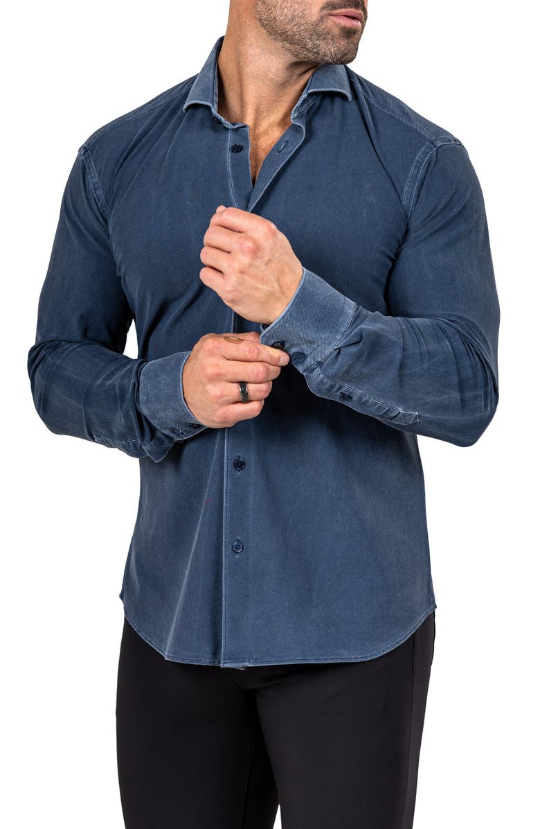 Maceoo Eins Marthy Contemporary Fit Button-Up Shirt, Alternate, color, Blue