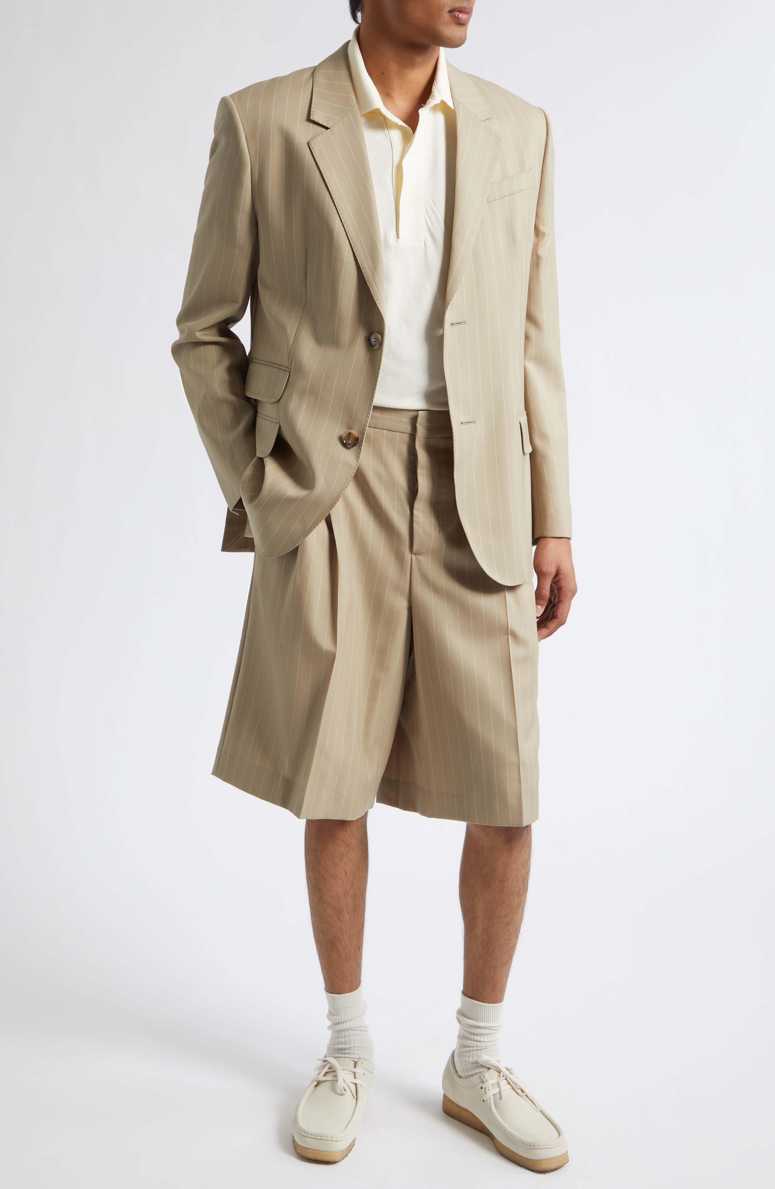 Straight Fit Pinstripe Virgin Wool Gabardine Blazer - image 2